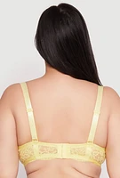 Womens Plus Size Scalloped Lace Balconette Bra | Convertible to Strapless, Yellow, Size 38D