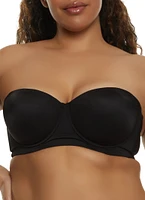 Womens Plus Size Solid Balconette Bra | Convertible to Strapless, Black, Size 38D