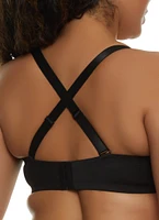 Womens Plus Size Solid Balconette Bra | Convertible to Strapless, Black, Size 38D