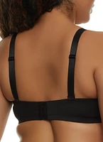 Womens Plus Size Solid Balconette Bra | Convertible to Strapless, Black, Size 38D