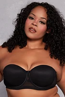 Womens Plus Size Mesh Bow Balconette Bra | Convertible to Strapless, Black, Size 40D