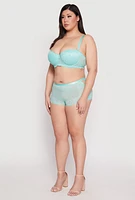 Womens Plus Scalloped Floral Lace Balconette Bra | Convertible To Strapless, Blue,