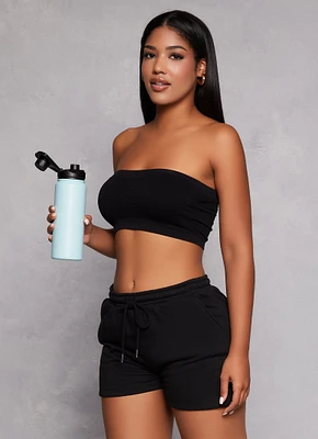 Womens Seamless Bandeau Bra, Black, Size L-XL