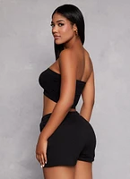 Womens Seamless Bandeau Bra, Black, Size L-XL
