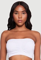 Womens Seamless Padded Bandeau Top, White, Size L-XL