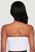 Womens Seamless Padded Bandeau Top, White, Size L-XL