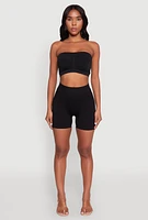 Womens Basic Seamless Padded Bandeau Top, Black, Size L-XL