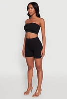 Womens Basic Seamless Padded Bandeau Top, Black, Size L-XL