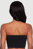 Womens Basic Seamless Padded Bandeau Top, Black, Size L-XL