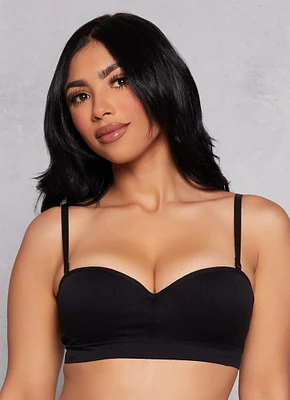 Womens Seamless Push Up Balconette Bra | Converts to Strapless, Black, Size 36B