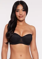 Womens Solid Mesh Balconette Bra | Converts to Strapless, Black, Size 34D