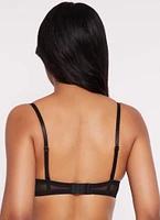 Womens Solid Mesh Balconette Bra | Converts to Strapless, Black, Size 34D