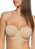 Womens Solid Clear Back Strap Convertible Balconette Bra, Beige, Size 34D