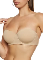 Womens Solid Clear Back Strap Convertible Balconette Bra, Beige, Size 34D