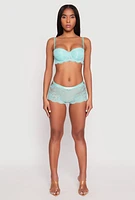 Womens Floral Patterned Lace Balconette Bra | Converts to Strapless, Green,