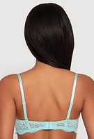 Womens Floral Patterned Lace Balconette Bra | Converts to Strapless, Green, Size 38B