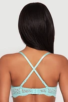 Womens Floral Patterned Lace Balconette Bra | Converts to Strapless, Green, Size 38B