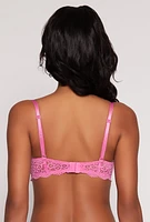 Womens Lace Floral Balconette Bra | Converts to Strapless, Pink, Size 34C