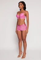 Womens Floral Lace Caged Front Plunge Bra, Pink, Size 36B