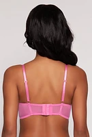 Womens Floral Lace Caged Front Plunge Bra, Pink, Size 36B
