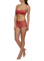 Womens Floral Lace Convertible Push Up Balconette Bra, Red, Size 38B