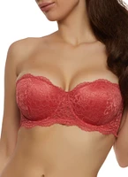 Womens Floral Lace Convertible Push Up Balconette Bra, Red, Size 38B