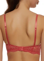 Womens Floral Lace Convertible Push Up Balconette Bra, Red, Size 38B
