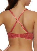 Womens Floral Lace Convertible Push Up Balconette Bra, Red, Size 38B