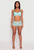 Womens Floral Lace Side Caged Boyshort Panty, Green, Size M