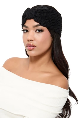 Womens Crochet Bow Headband, Black