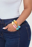 Womens Boho Chic Colorful Resin Beaded Stretch Bracelet Trio, Multi