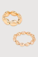 Womens Metallic Beaded Stretch Bracelets Set of 2, Gold