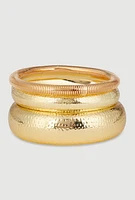 Womens Plus Size Stylish Metallic Set of 3 Jewelry Bracelets, Gold
