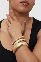 Womens Plus Size Stylish Metallic Set of 3 Jewelry Bracelets, Gold