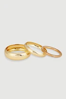 Womens Plus Size Stylish Metallic Set of 3 Jewelry Bracelets, Gold