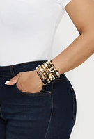 Womens Beaded Charm Stretch Bracelets Set of 6, Multi