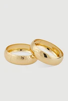 Womens Wide Metallic Bangles Set of 2, Gold