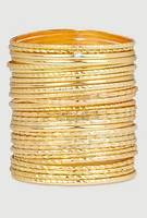 Womens Textured Metallic Bangles Set of 30, Gold