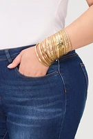 Womens Textured Metallic Bangles Set of 30, Gold