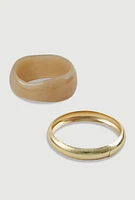 Womens Resin Cuff Bracelet and Metallic Bangle, Gold