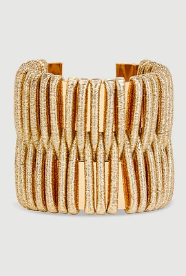 Womens Metallic Corded Cuff Bracelet, Gold