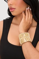 Womens Metallic Corded Cuff Bracelet, Gold