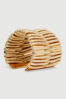 Womens Metallic Corded Cuff Bracelet, Gold