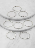 Womens Rhinestone Stretch Bracelets Set of 8, Silver