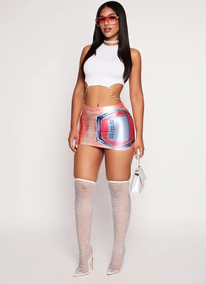 Womens Timer Printed Mini Skirt, Multi, Size L