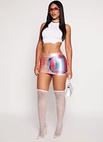 Womens Timer Printed Mini Skirt, Multi, Size L