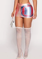Womens Timer Printed Mini Skirt, Multi, Size L