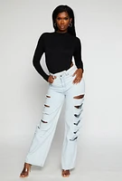 Womens Seamless Cable Knit High Cut Bodysuit, Black, Size S