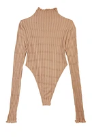 Womens Seamless Cable Knit High Cut Bodysuit,