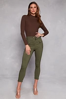 Womens Turtleneck Long Sleeve Bodysuit, Brown, Size S